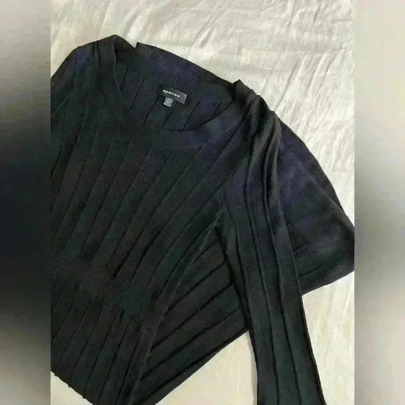 Spense Women’s Black Ribbed Preppy Classic Knit Normcore Midi Dress Medium - Picture 4 of 12